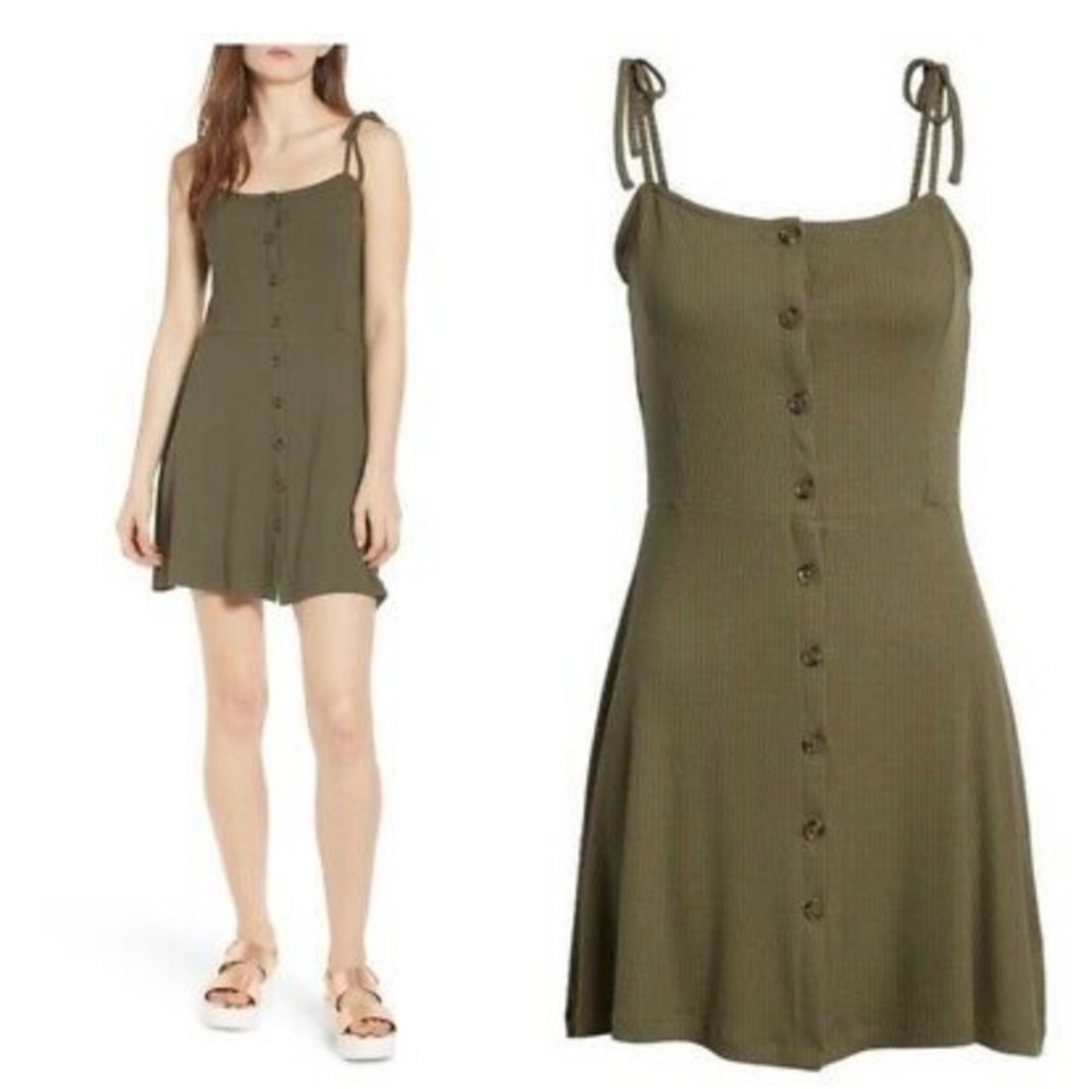 Topshop Ribbed Button Front Dress